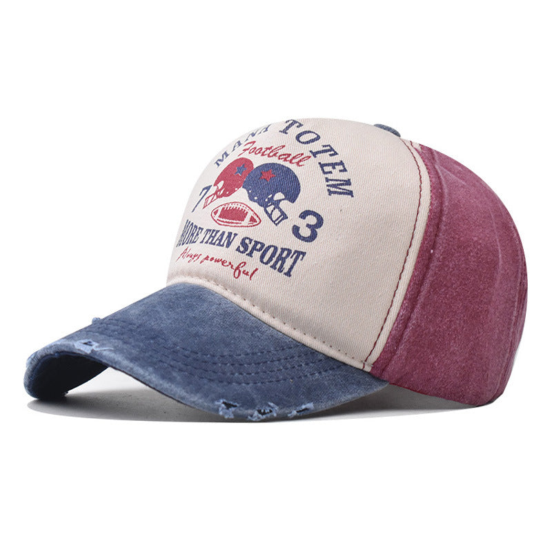 Wholesale  denim washed distressed baseball cap letter printing baseball cap