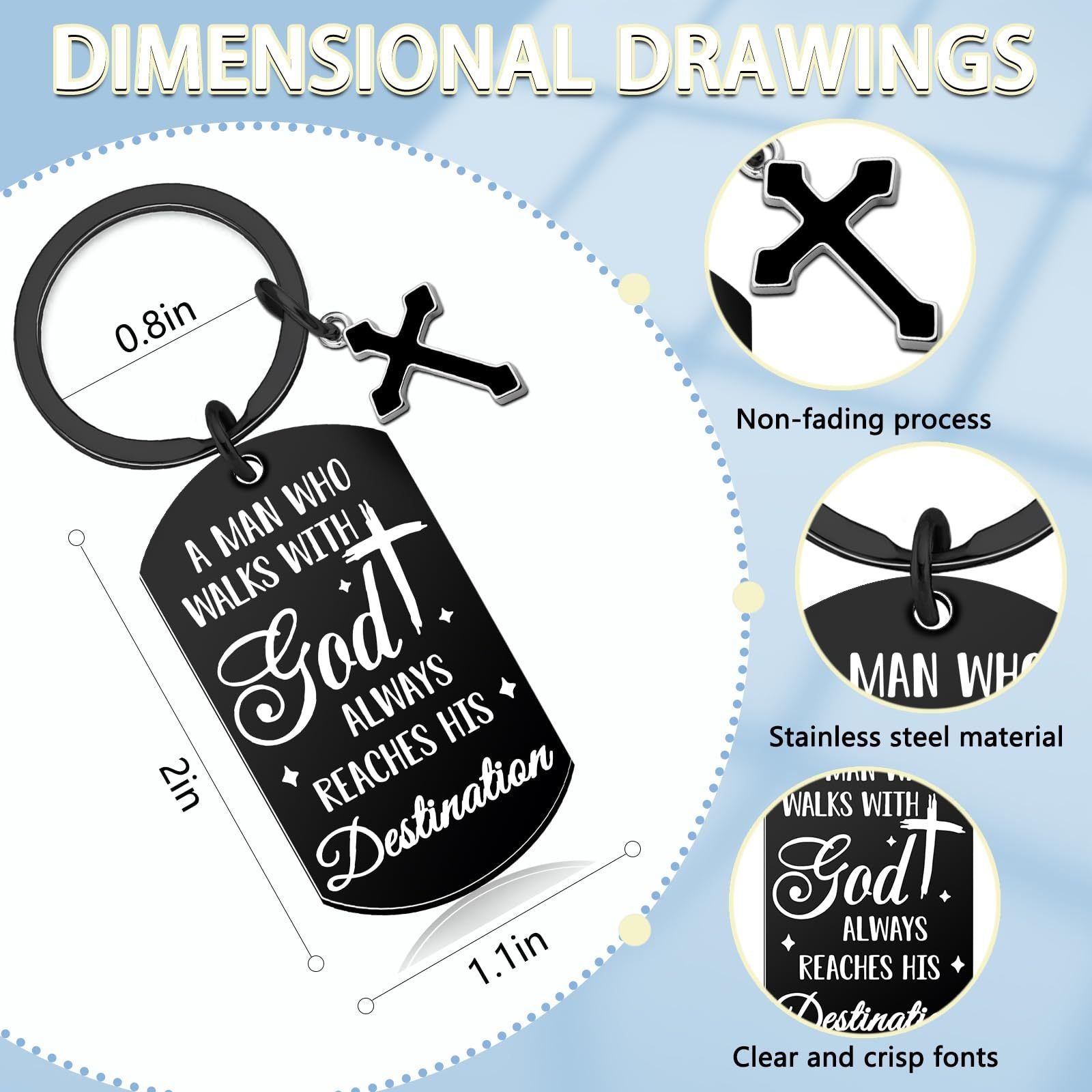 Wholesale Stainless steel military tag keychain cross - a commemorative Christmas gift for friends.