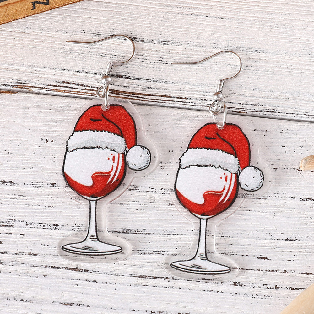 Wholesale Christmas Santa Hat Pendant Earrings Acrylic Earrings ACC-ES-ChuLian042