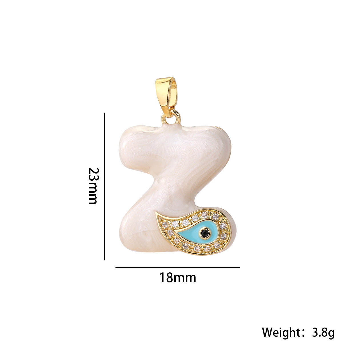 Wholesale Evil Eye Letter Pendant 16K Gold Plated Copper With Zircon Fashion Decorative Accessory DIY Jewelry Charm Boutique Gift Resale