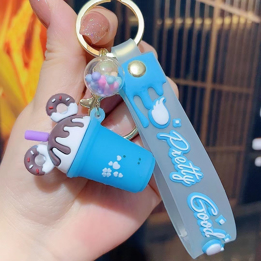 Wholesale Korean Style Ice Cream and Milk Tea Silicone Keychain,  Fashion Car Key Accessory,  Boutique Gift