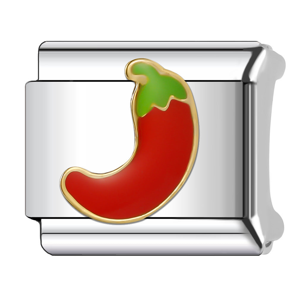 Wholesale Italian Charm Bracelet 9mm DIY Splicing Fruit and Vegetable Series  Stainless Steel Composable Bracelet