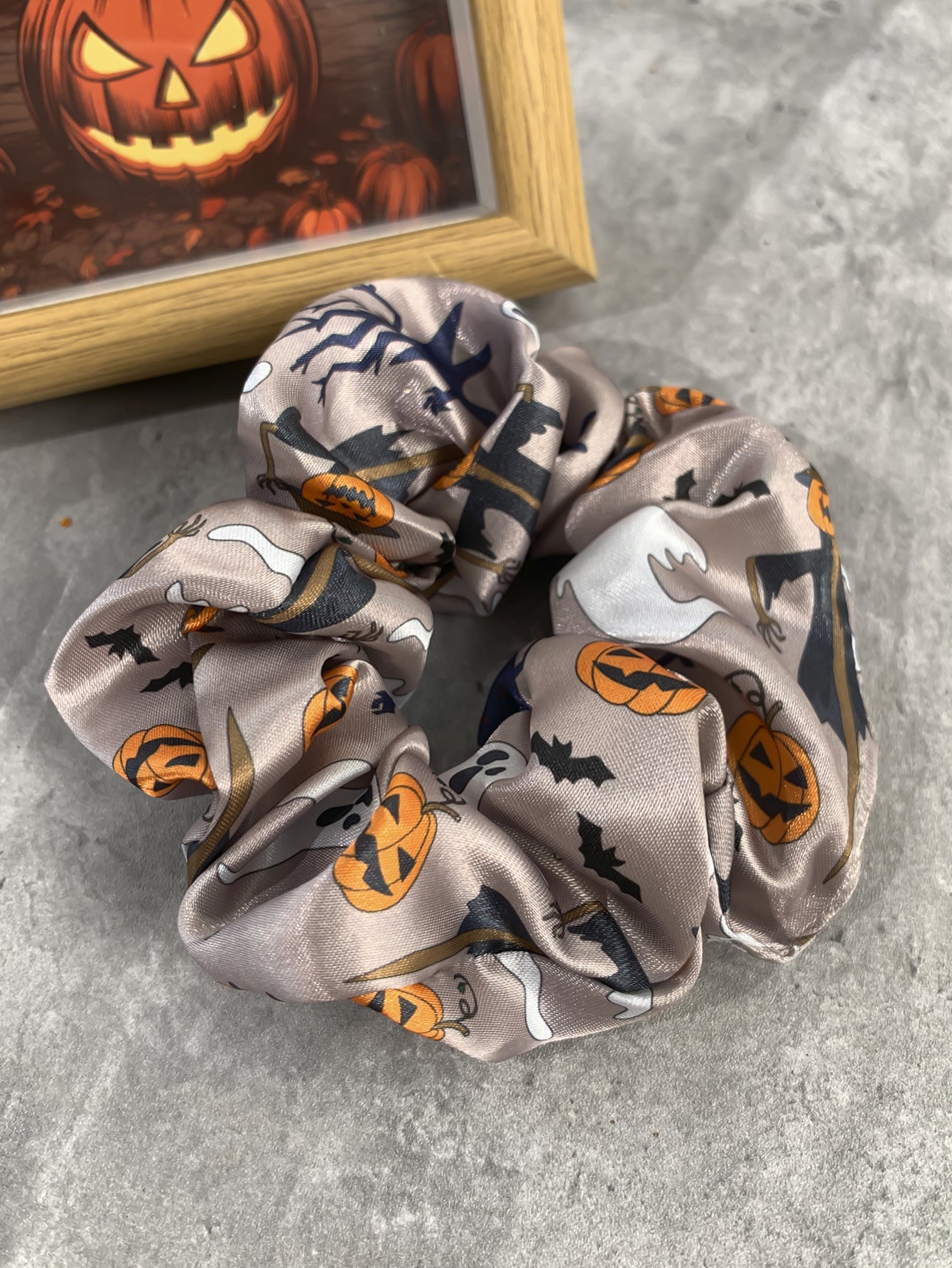 Wholesale Halloween Pumpkin Ghost Bat Large Intestine Hair Scrunchies ACC-HS-Mulin006