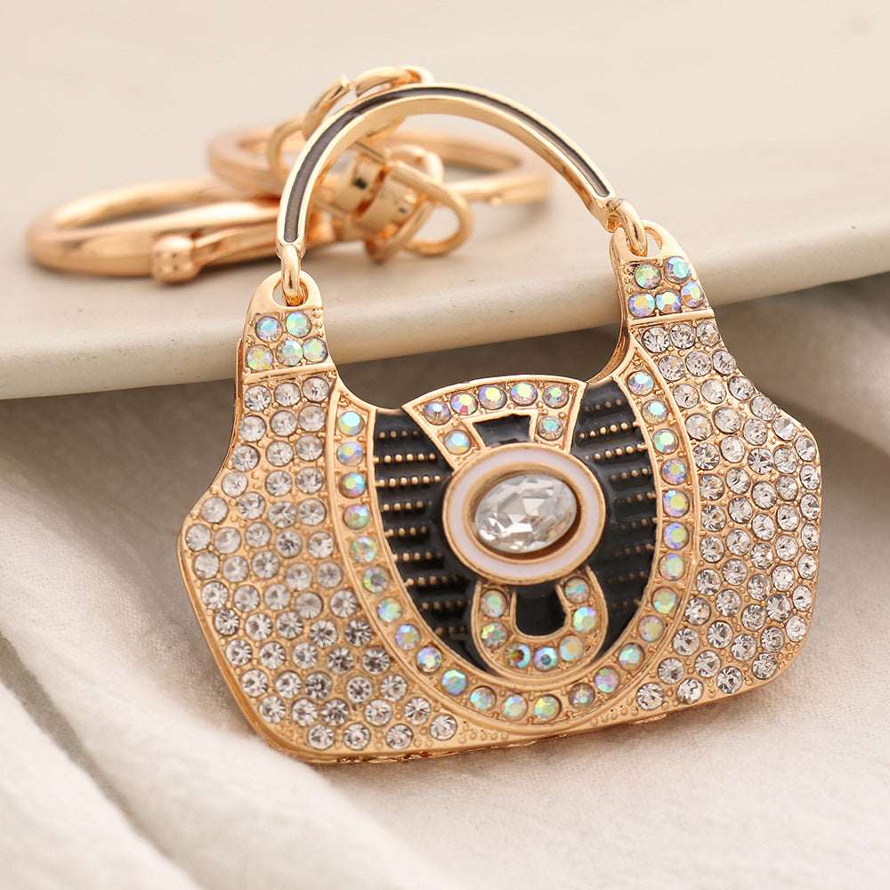 Wholesale Korean Style Rhinestone Bag Charm Keychain Alloy Car Key Accessory Chic Boutique Gift