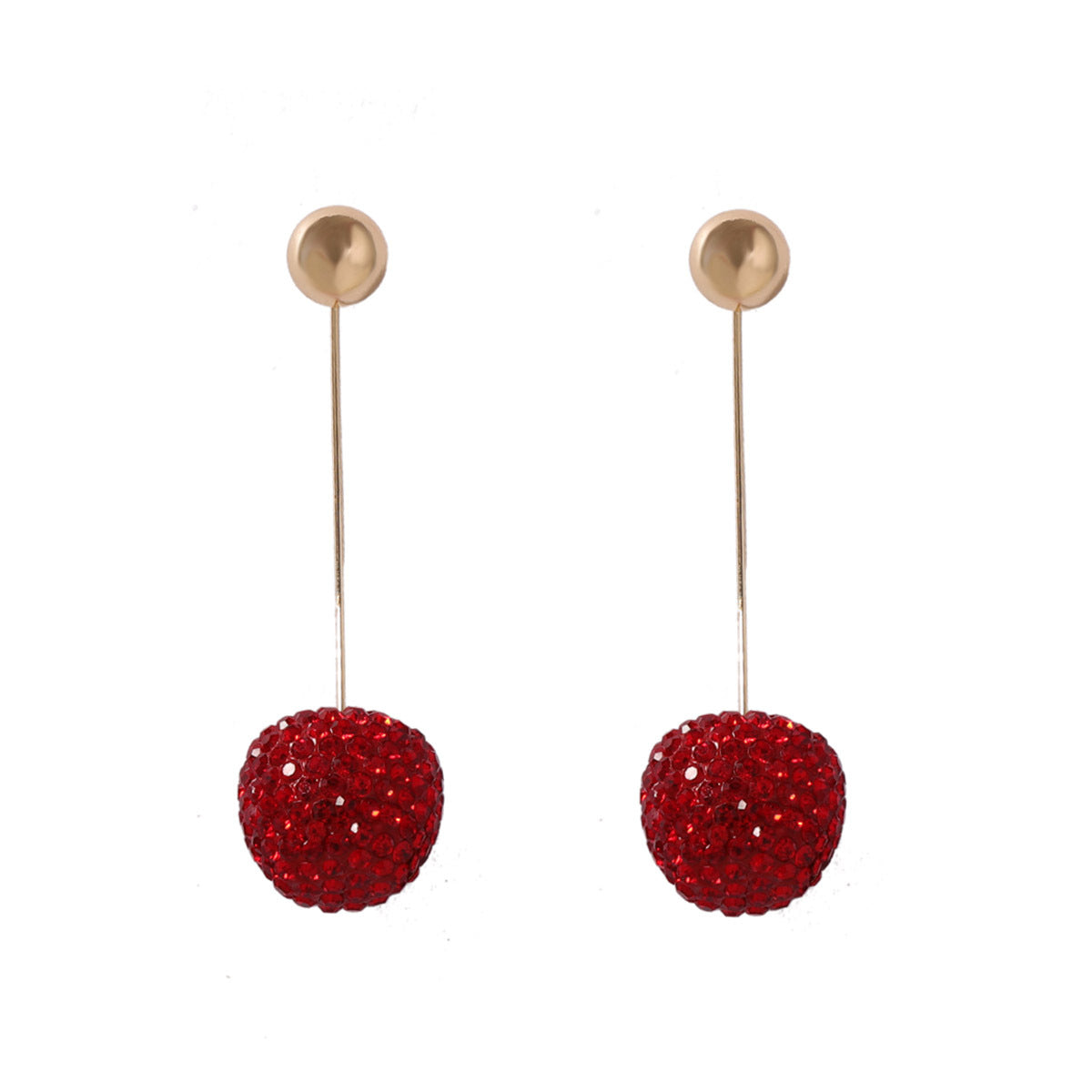 Wholesale full diamond light luxury fruit cherry earrings