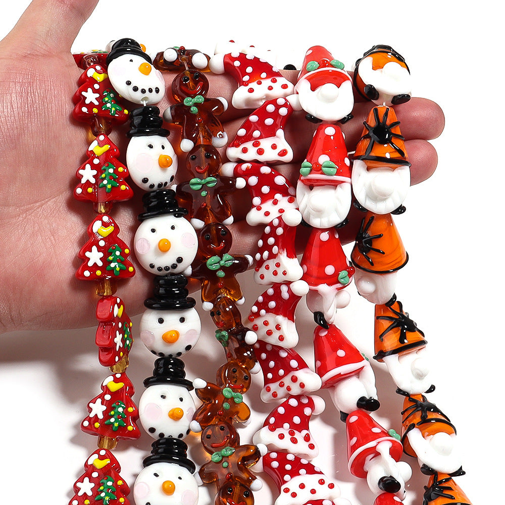 Wholesale  Glazed Color Christmas  Focal Beads DIY Bead Accessories