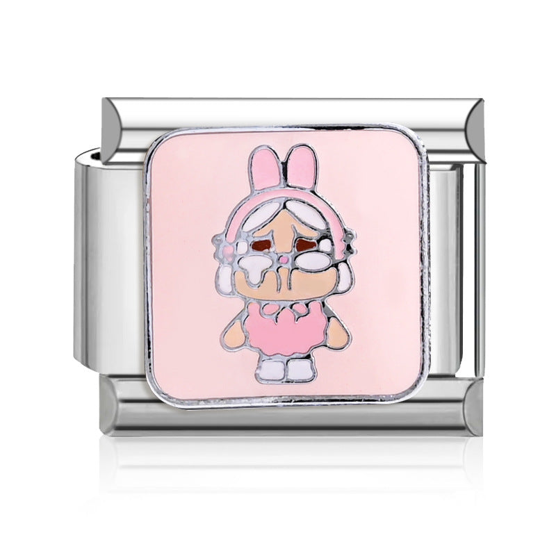 Wholesale  9mm Italian Charm Starter Bracelets DIY square Single Section Creative Stainless Steel Composable Bracelet