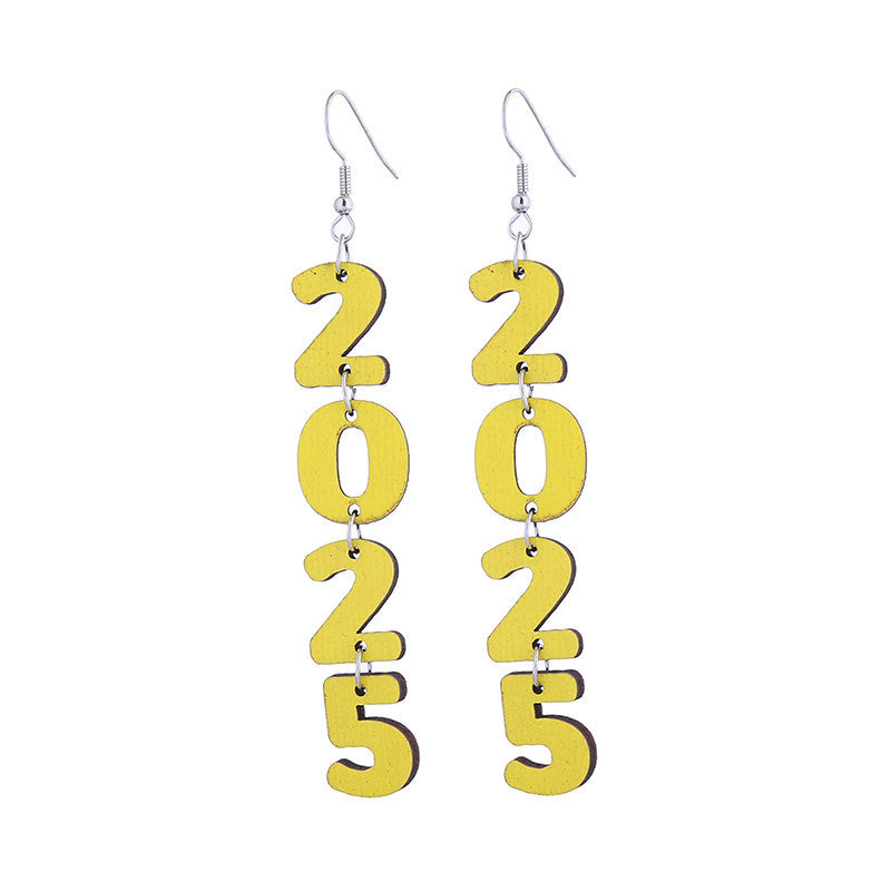 Wholesale Cute Wooden New Year Number Earrings  ACC-ES-CT043