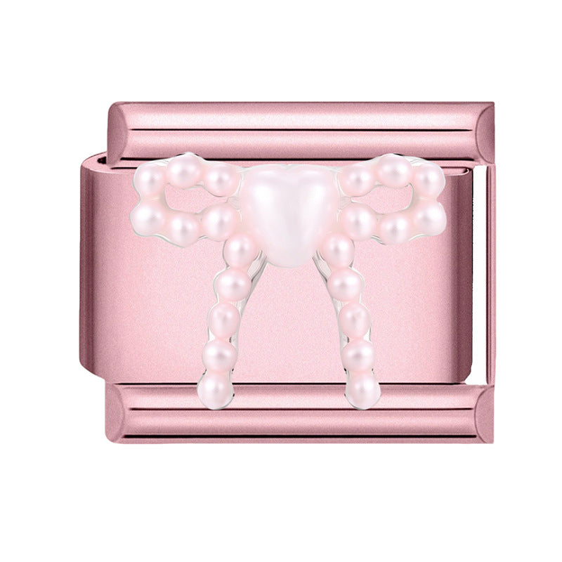 Wholesale 9mm Italian Charm Starter Bracelets pink series  DIY  Single Section Creative Stainless Steel Composable Bracelet