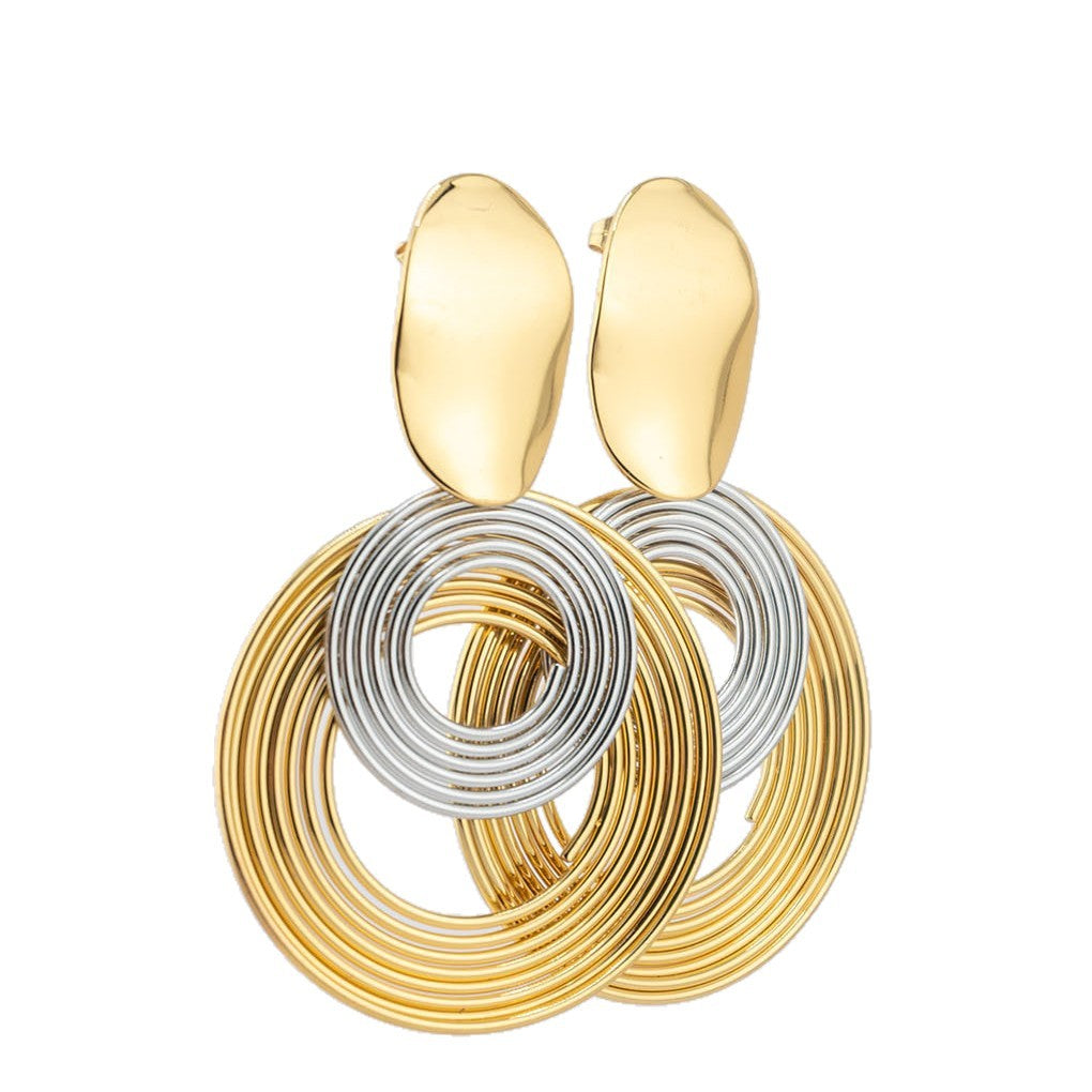 Wholesale Trendy Geometric Stainless Steel Women S Earrings Irregular Round Disc Ear Studs Everyday Jewelry Accessory