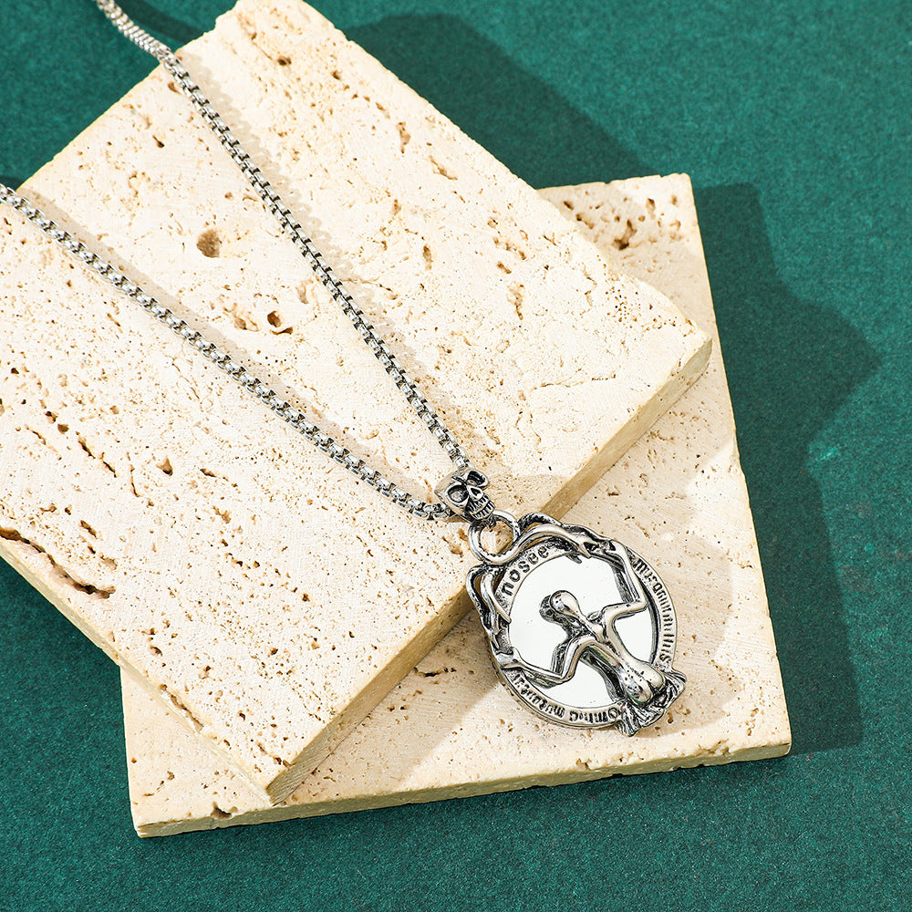 Wholesale Vampire Photo Demon Beauty Mirror Pendant  Skull Necklace