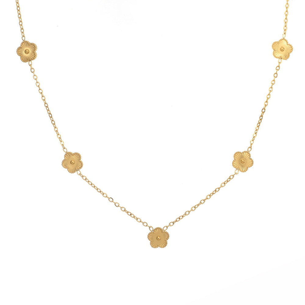 Wholesale 9MM Titanium Steel Five-leaf Clover Bracelet Earrings Necklaces ACC-BT-QianHui006