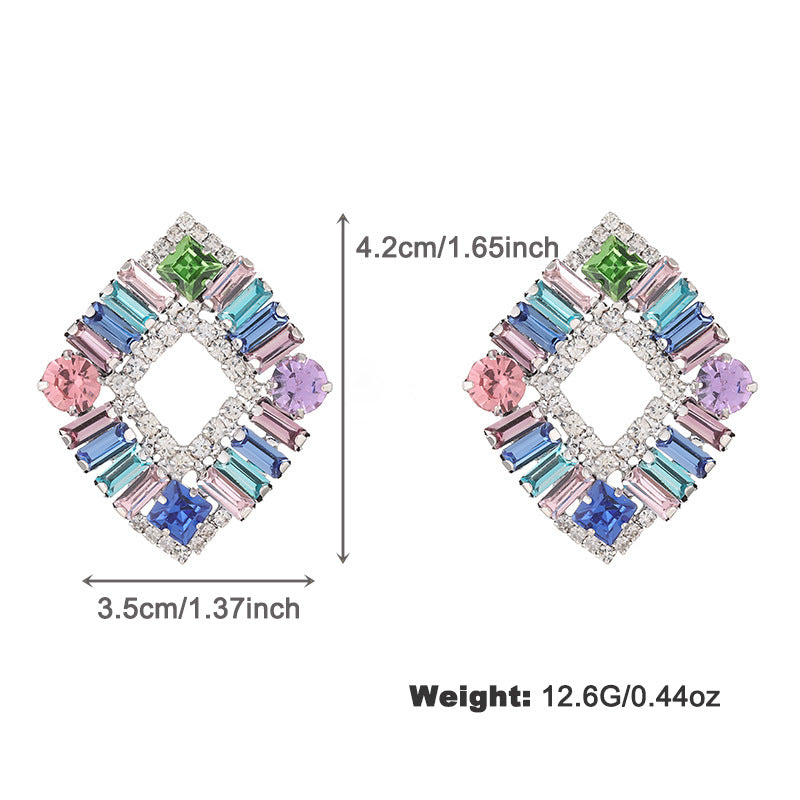 Wholesale Copper Colorful High End Glass Diamond Earrings ACC-ES-KJ020