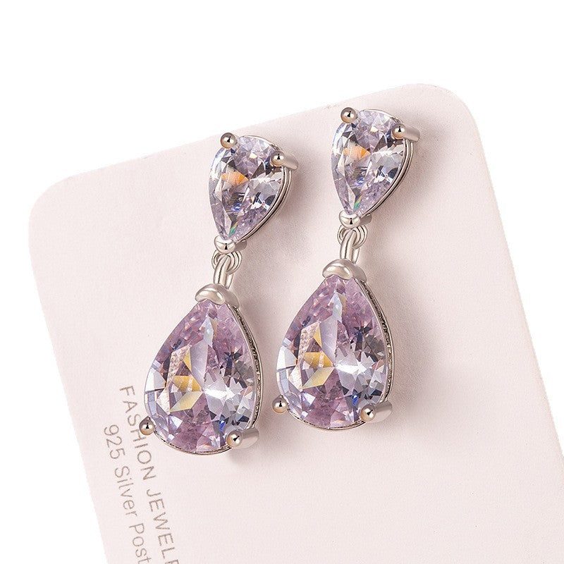 Wholesale Shiny Crystal Zirconium Water Drop Earrings