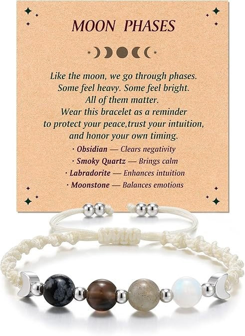 Wholesale Stylish Moon Phase Natural Crystal Bracelet Handmade Adjustable Unisex Jewelry Gift For Everyday Wear Casual Fashion Accessory