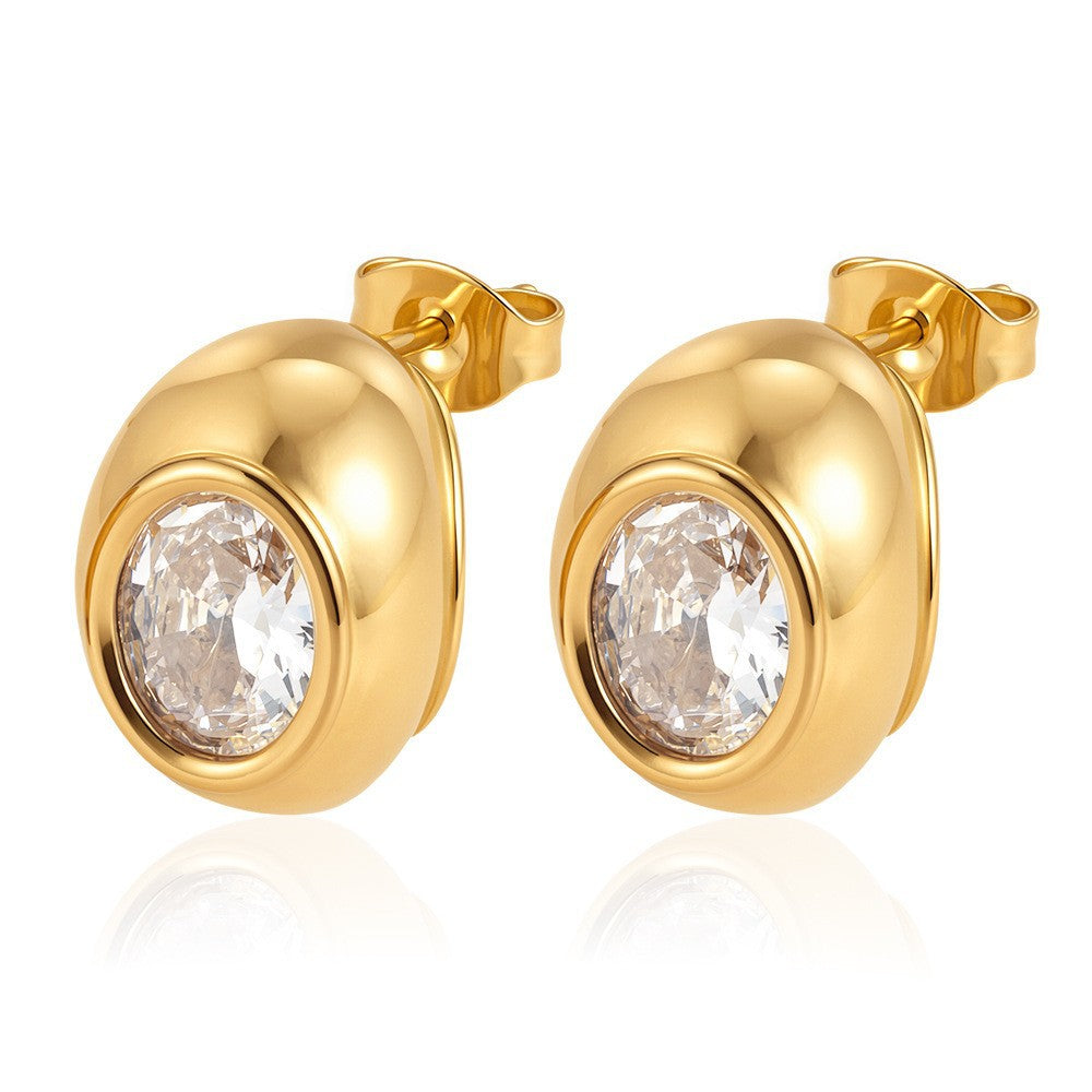 Wholesale Stainless Steel 18K Gold Plated CZ Earrings For Women Trendy U Shape Design Fashion Accessory For Boutique Resale
