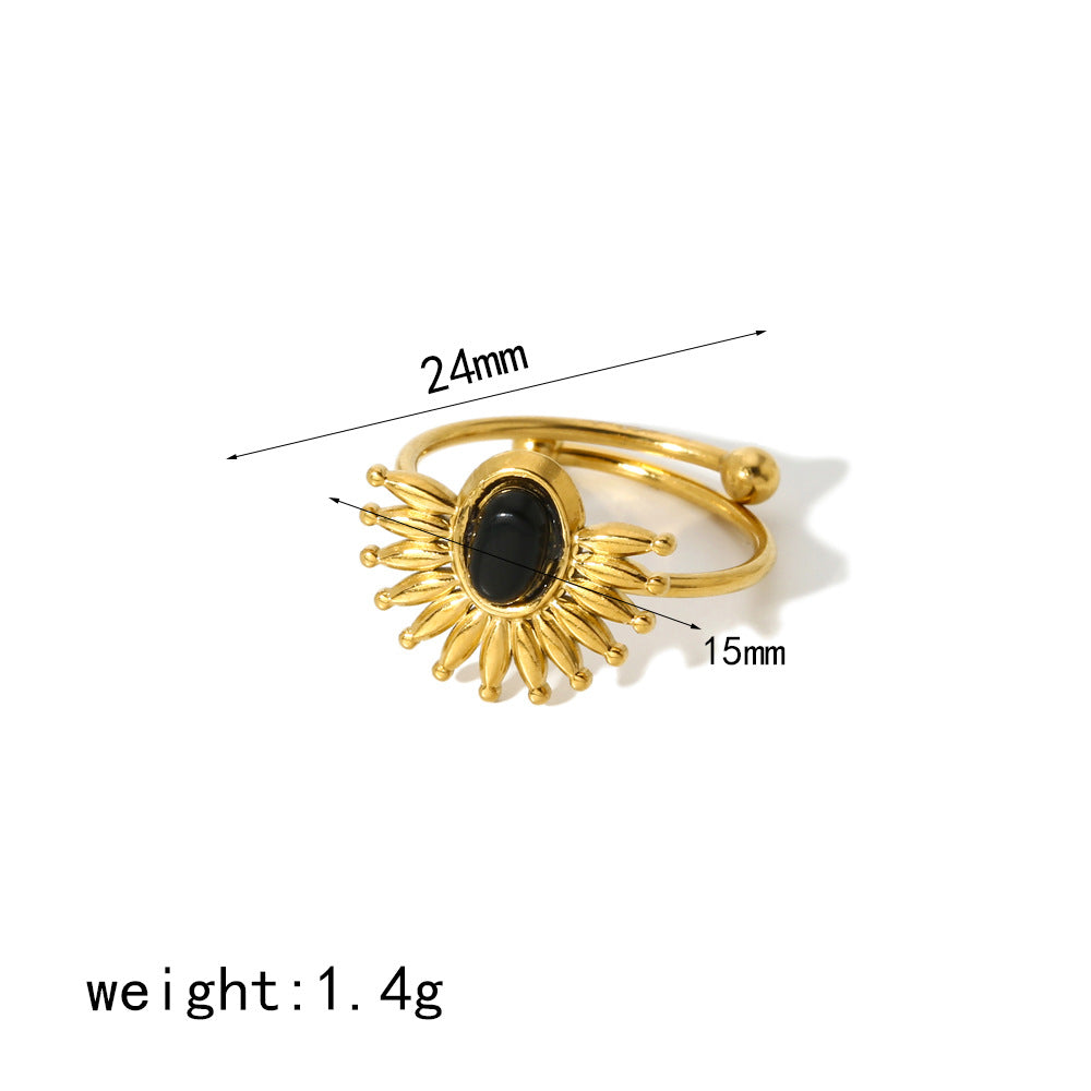 Wholesale Titanium Steel Turquoise Ring 18K Gold Plated Jewelry Accessory for Boutique Resale