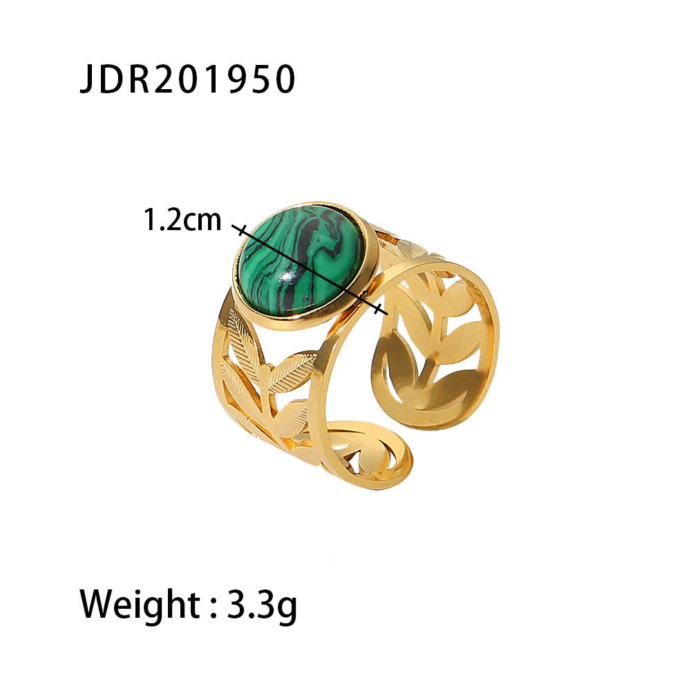 Wholesale Retro Titanium Steel Open Gemstone Ring