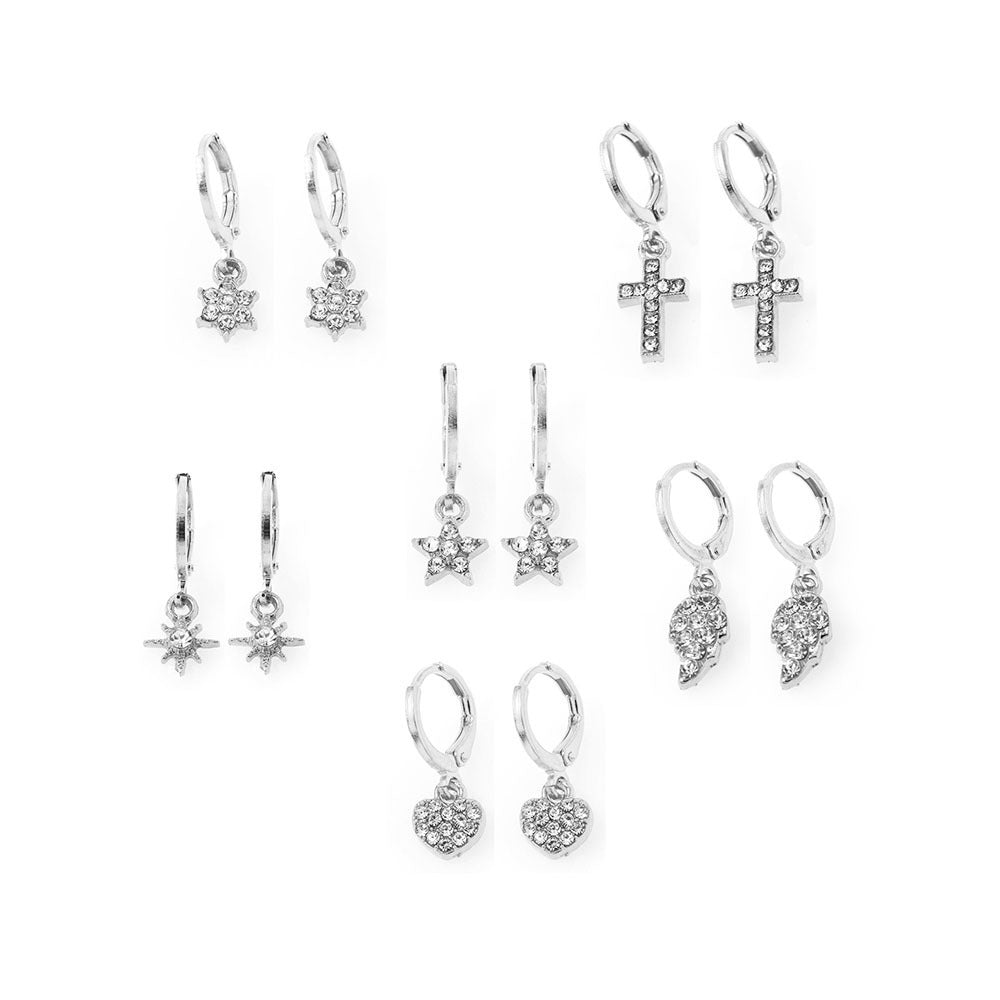 Wholesale Bohemian a variety of wings stars cross personality ear buckle earrings set