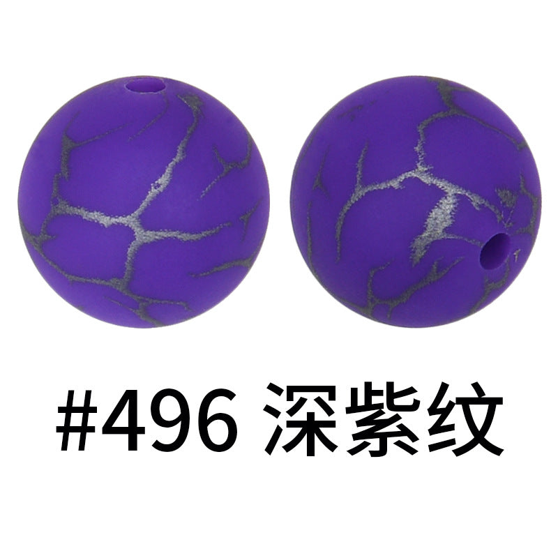 Wholesale 50pcs 15mm Colorful Crack Printed Silicone Balls DIY Beaded Accessories ACC-BDS-HeSheng050