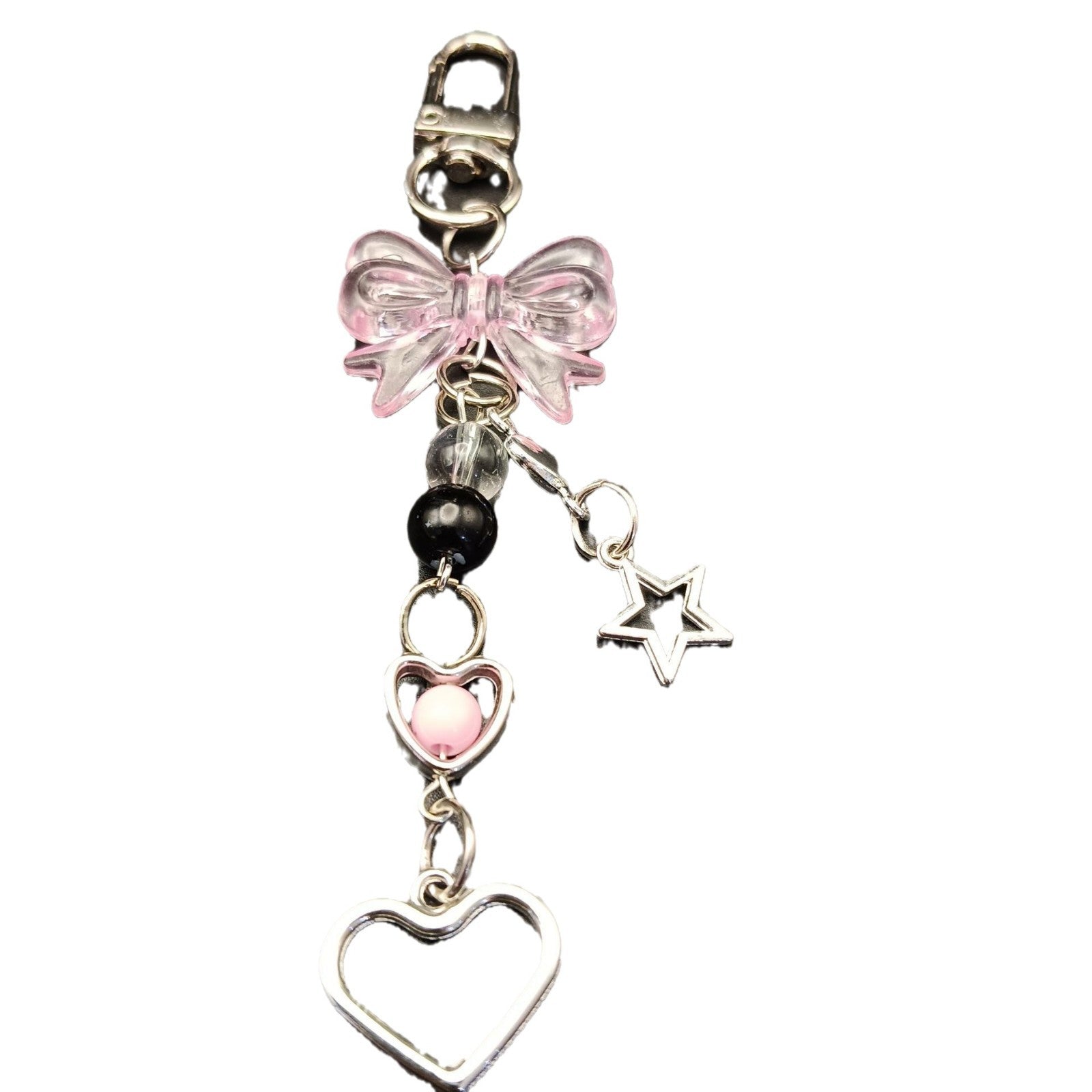 Wholesale All-match  Heart silver Star Bow Keychains