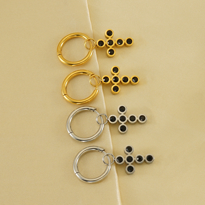 Wholesale  stainless steel new diamond cross earrings