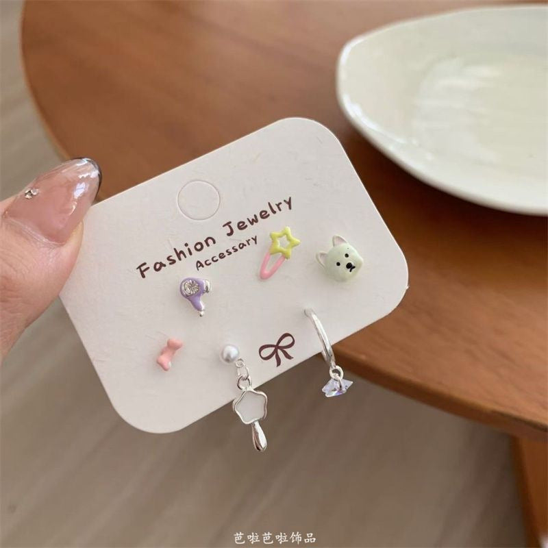 Wholesale Cute Cat Fish Earrings,  Retro Asymmetrical Korean Style,  Alloy Earrings for Women,  Party Accessory