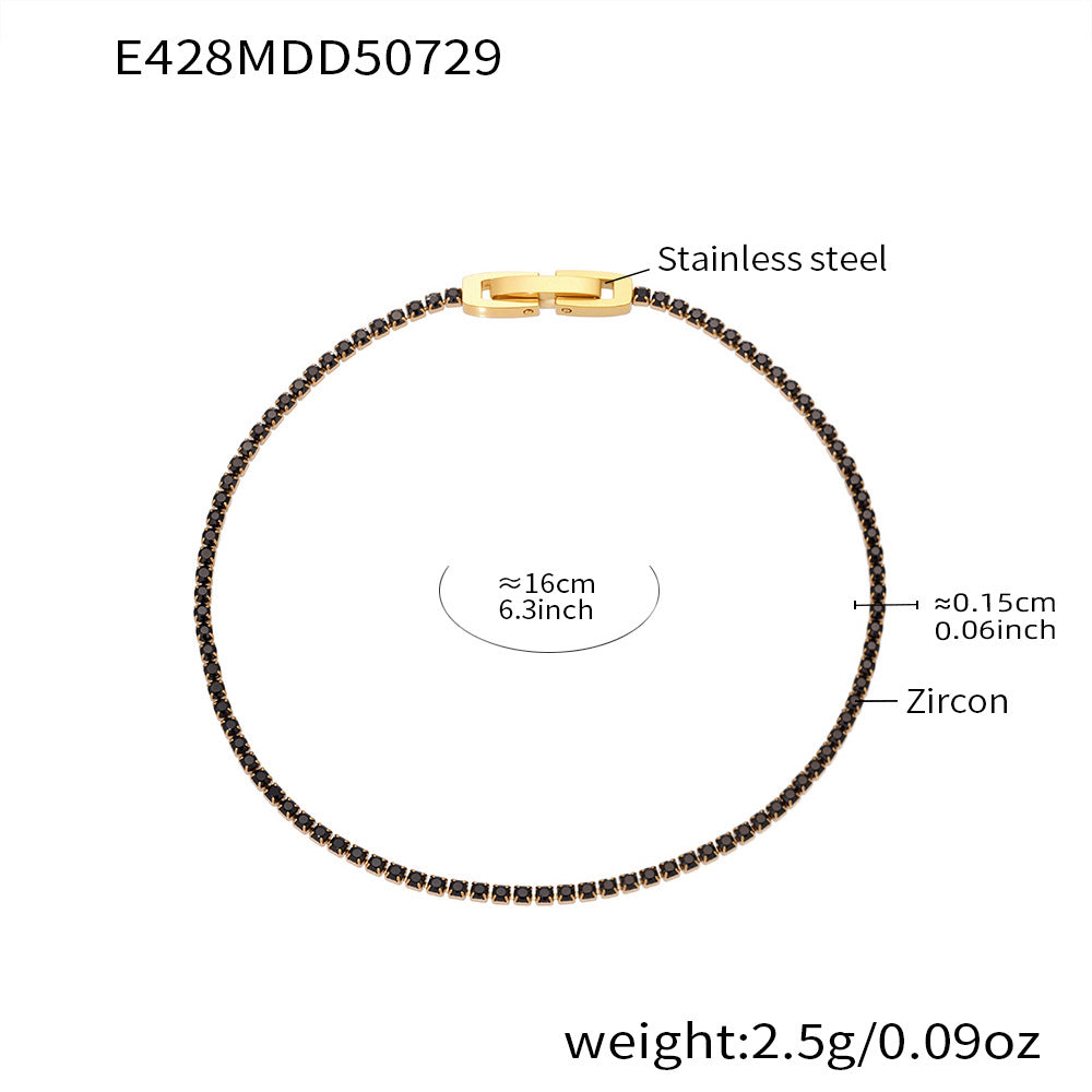 Wholesale Dopamine Style Diamond Encrusted Tennis Chain Bracelet Stainless Steel Zircon Jewelry Gift