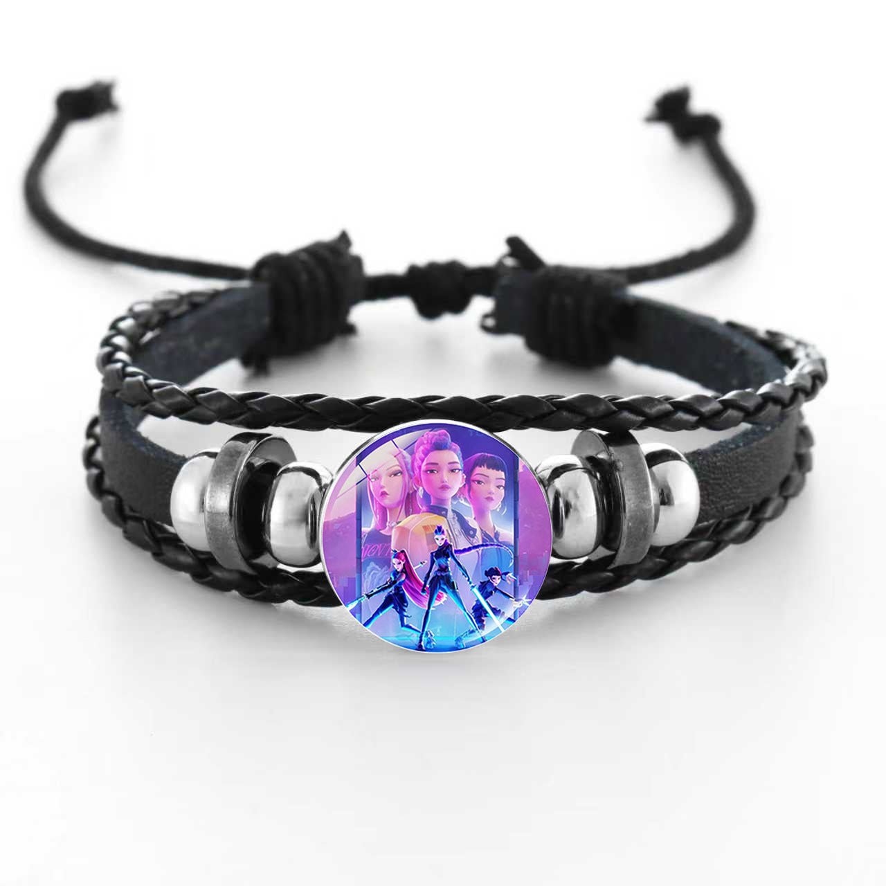 Wholesale Witcher Time Gem Adjustable Hand-woven Pink and Black Bracelet kpop