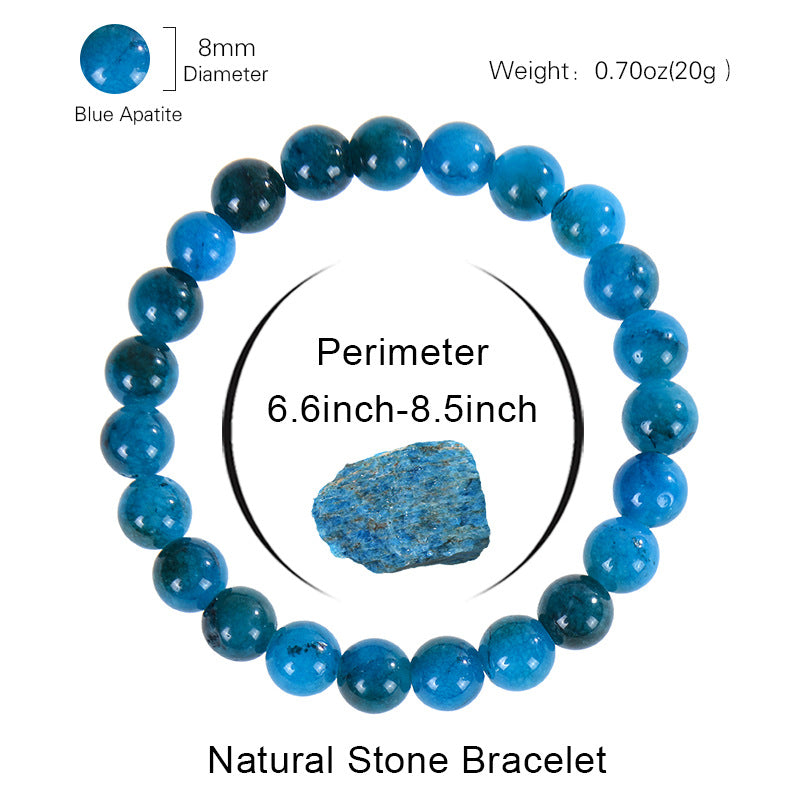 Wholesale Natural Stone Apatite Sunstone Elastic Bracelet Handmade Round Bead Jewelry Accessory Unisex Casual Gift Boutique Resale