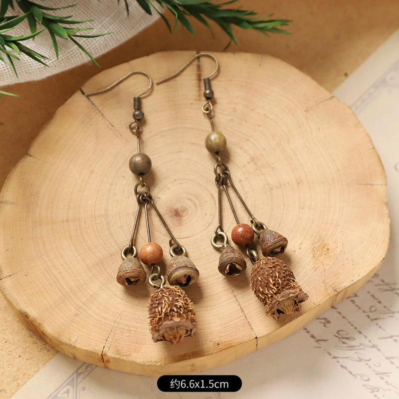 Wholesale Vintage Hand-made Plant Fruit Wood Earrings