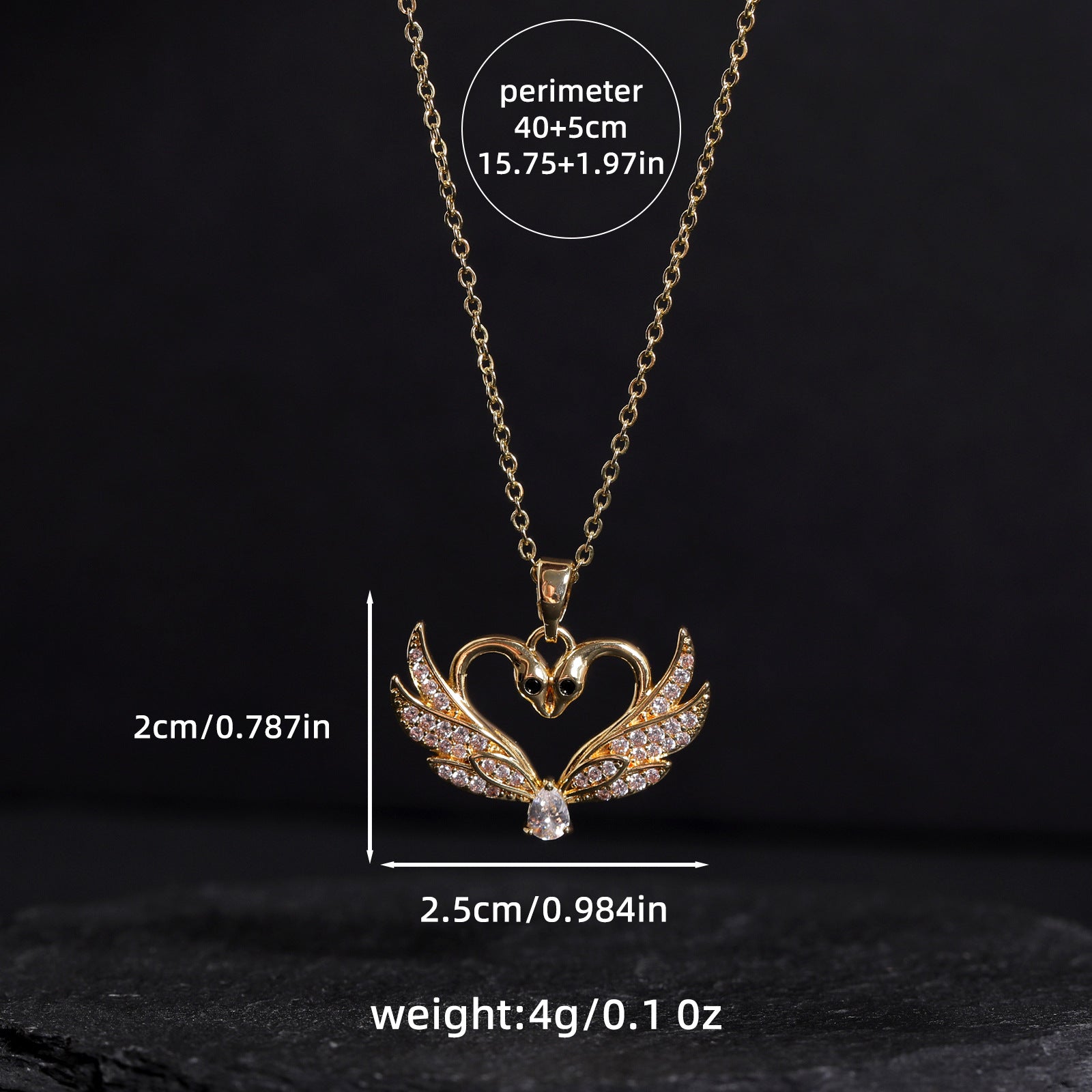 Wholesale Trendy Two Swan Pendant Necklace Copper Zircon Animal Shape Charm Layering Jewelry Boutique Resale