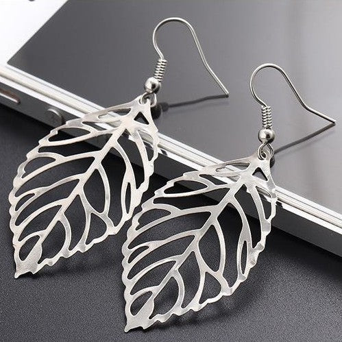 Wholesale leaf pendant long earrings