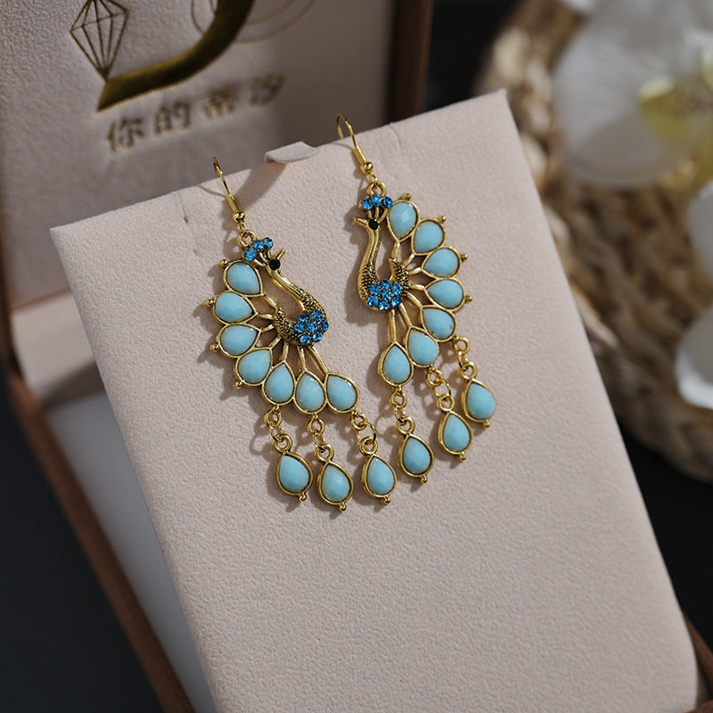 Wholesale Vintage Peacock Ethnic Style Hollow Earrings