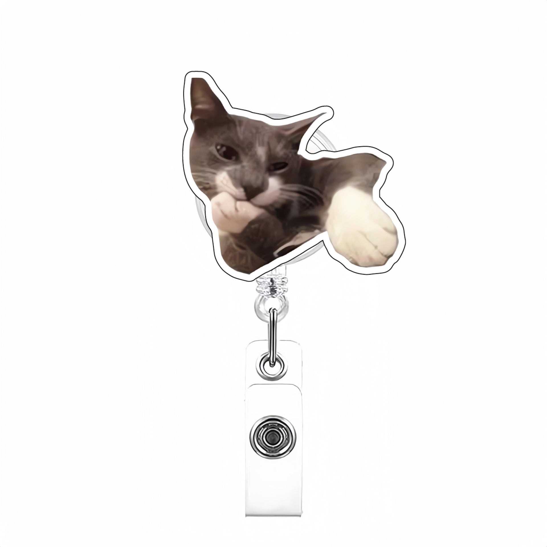 Wholesale Cute Cat Acrylic Retractable Rotating Badge Keychain