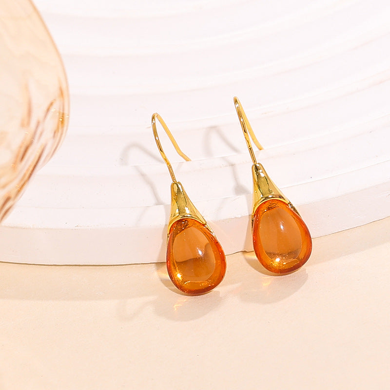 Wholesale  Drop-shaped Inlaid Cat's Eye Earrings