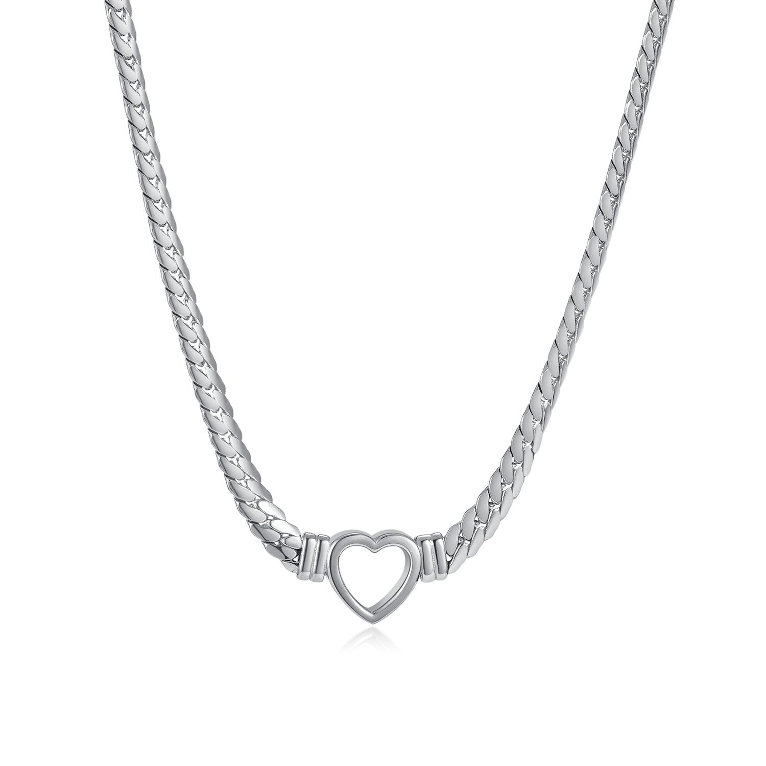 Wholesale Stainless Steel Necklace Snake Bone Chain Love Heart Necklace ACC-NE-GJ001