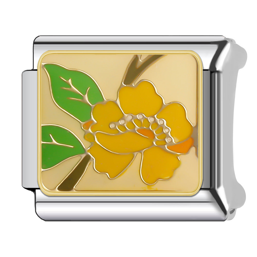 Wholesale Italian Charm Bracelet 9mm DIY Splicing Floral Collection Stainless Steel Composable Bracelet