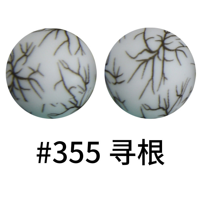Wholesale 50pcs 15mm Western Style Leopard Skull Color Aztec Printed Silicone Balls Beads ACC-BDS-HeSheng004