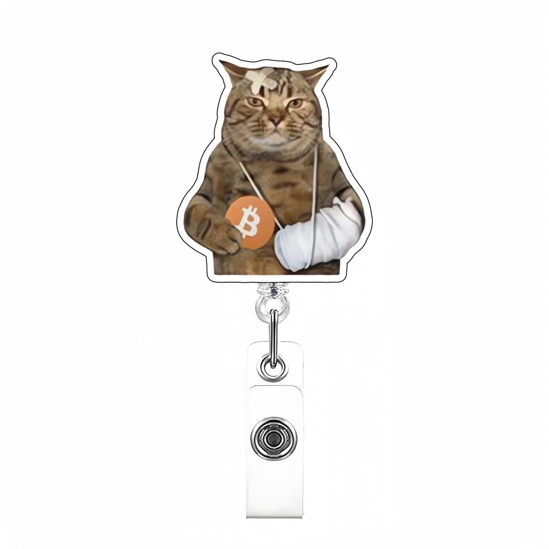 Wholesale Cute Cat Acrylic Retractable Rotating Badge Keychain