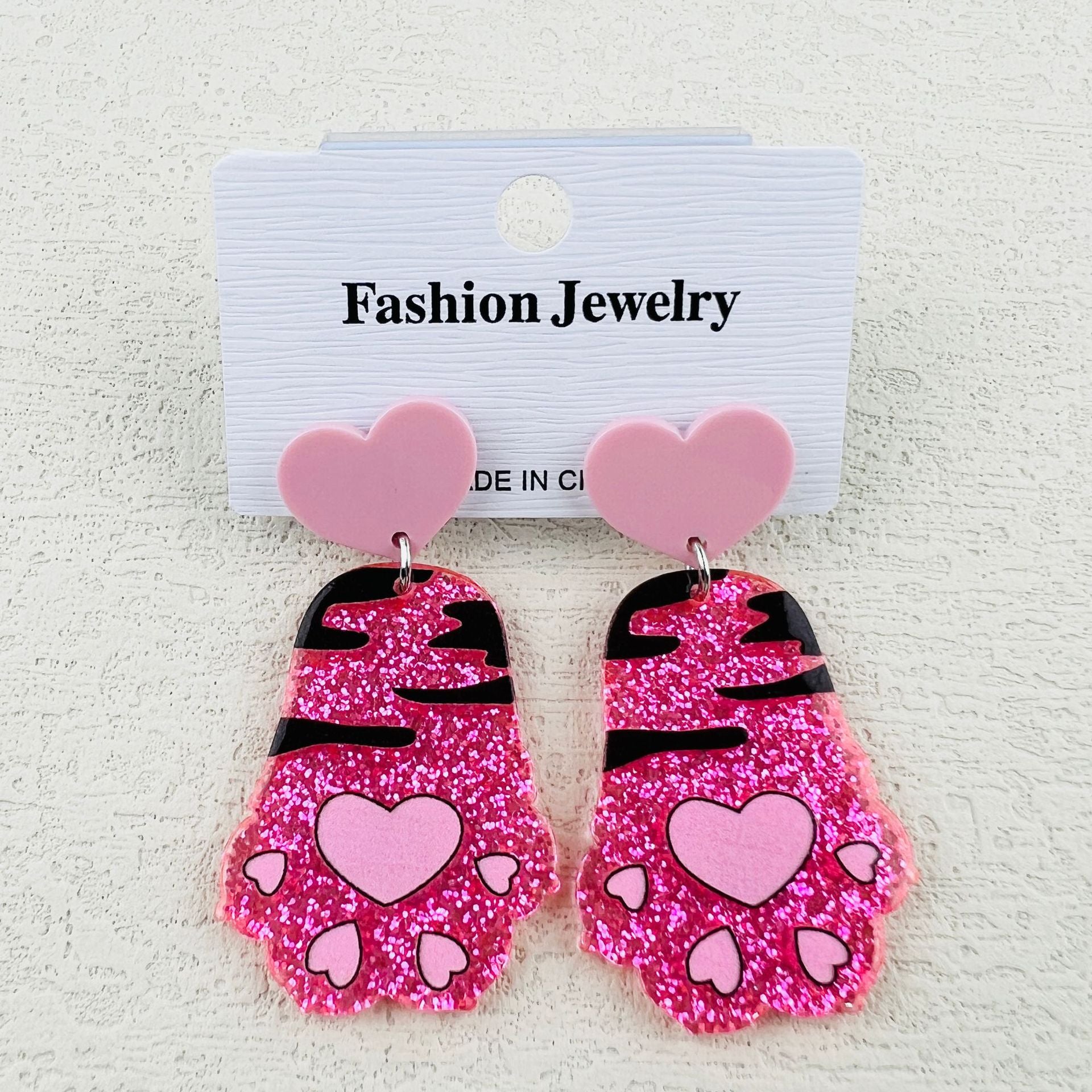 Wholesale Valentine's Day Glitter red tiger claw animal earrings