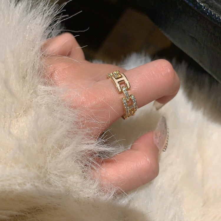 Wholesale Letter Light Luxury Enamel Micro-inlaid Ring ACCVIP-RS-Chuyu001