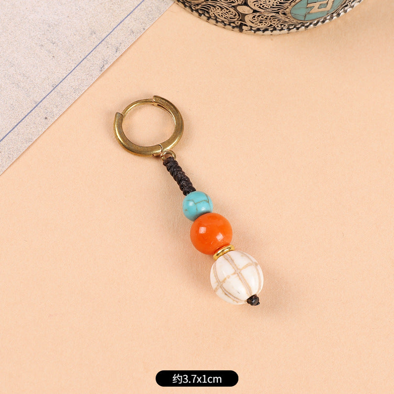 Wholesale Woven Turquoise Ethnic Style Earrings Handmade Vintage Jewelry Accessory Gift