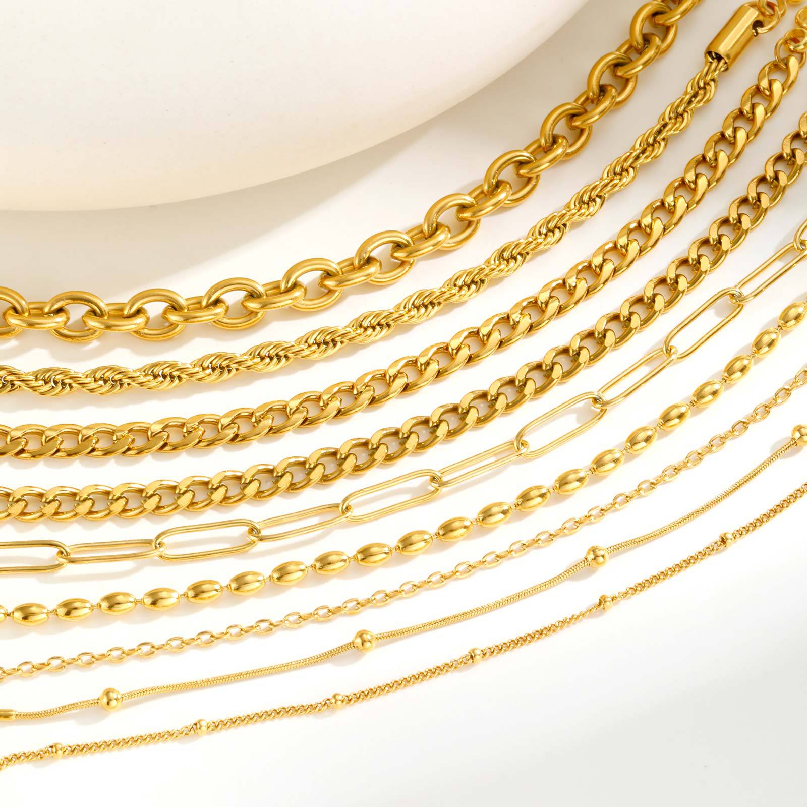 Wholesale Gold Tone Stainless Steel Twisted Chain Beaded Bracelet Stylish Fashion Jewelry Accessory For Women