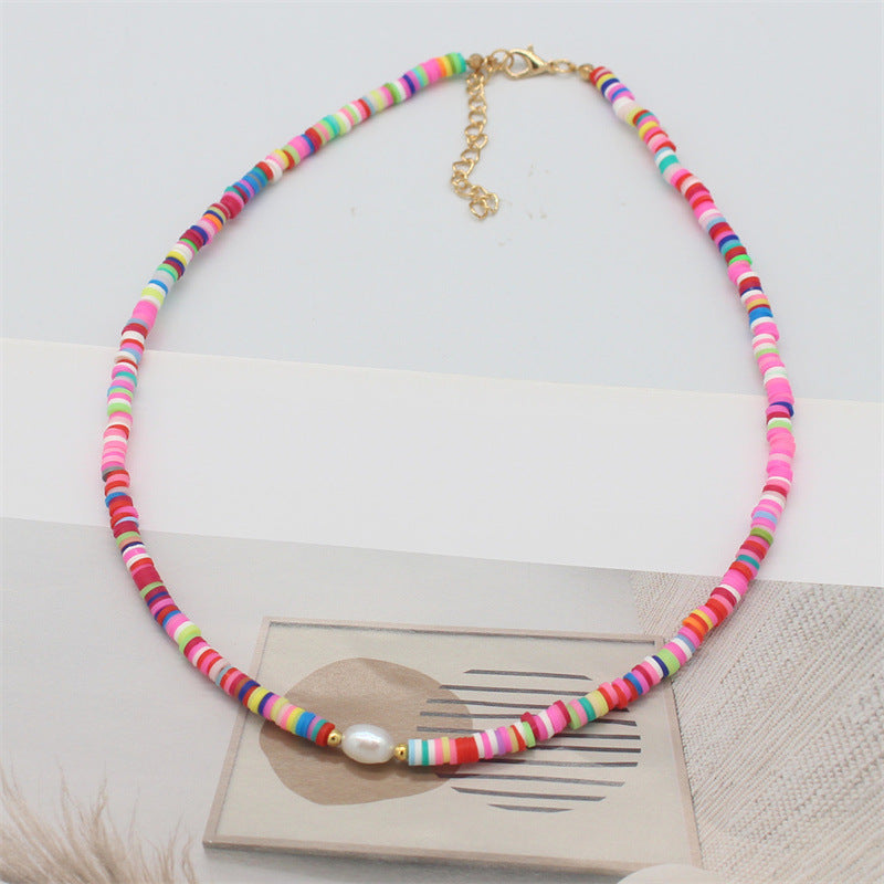 Wholesale  color soft pottery necklace