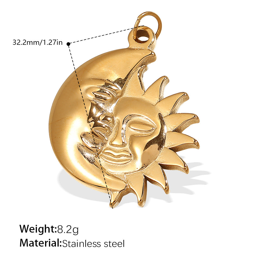 Wholesale wind hot sun moon stainless steel plated 18K gold Charms