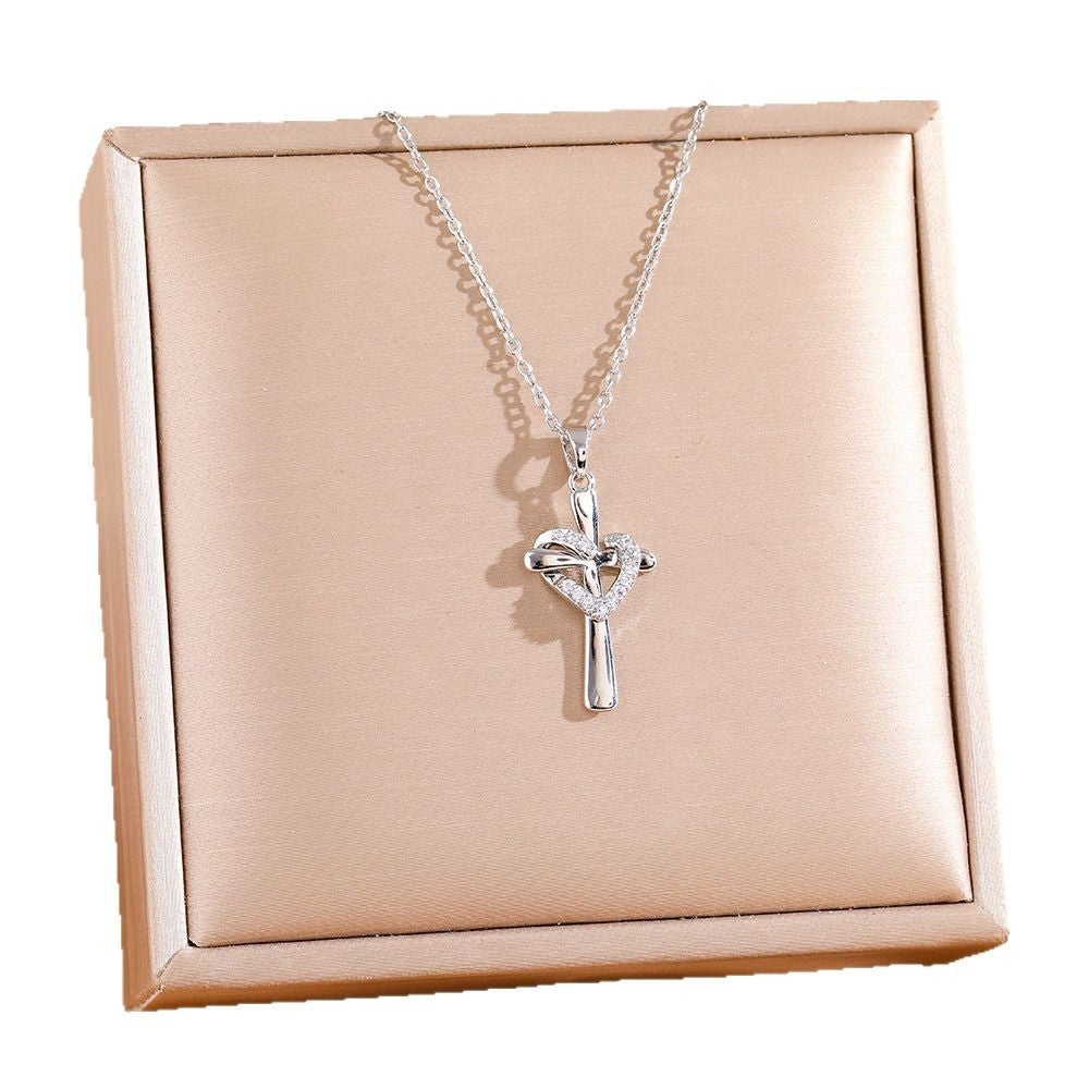 Wholesale Fashion Love Cross Zircon Pendant Necklace Jewelry Accessory Gift