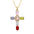 Wholesale  micro inlaid zircon necklace multi-color cross pendant hip hop necklace