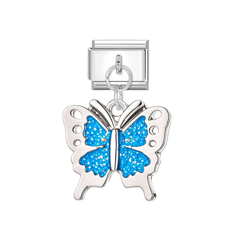 Wholesale Italian Charm Bracelet 9mm DIY  Colorful Butterfly Series    Creative Stainless Steel Composable Bracelet