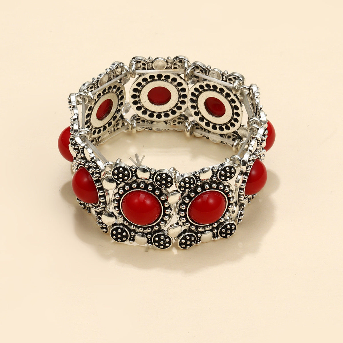 Wholesale Ethnic Style Retro Alloy Turquoise Elastic Bracelet Bohemian Bracelet ACC-BT-JunJie004